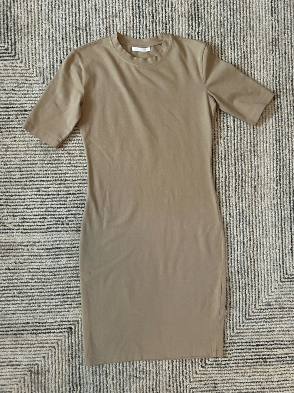 John Elliott Taupe Beige Short-Sleeve Midi Shirt Dress Size 2 Sueded Cotton